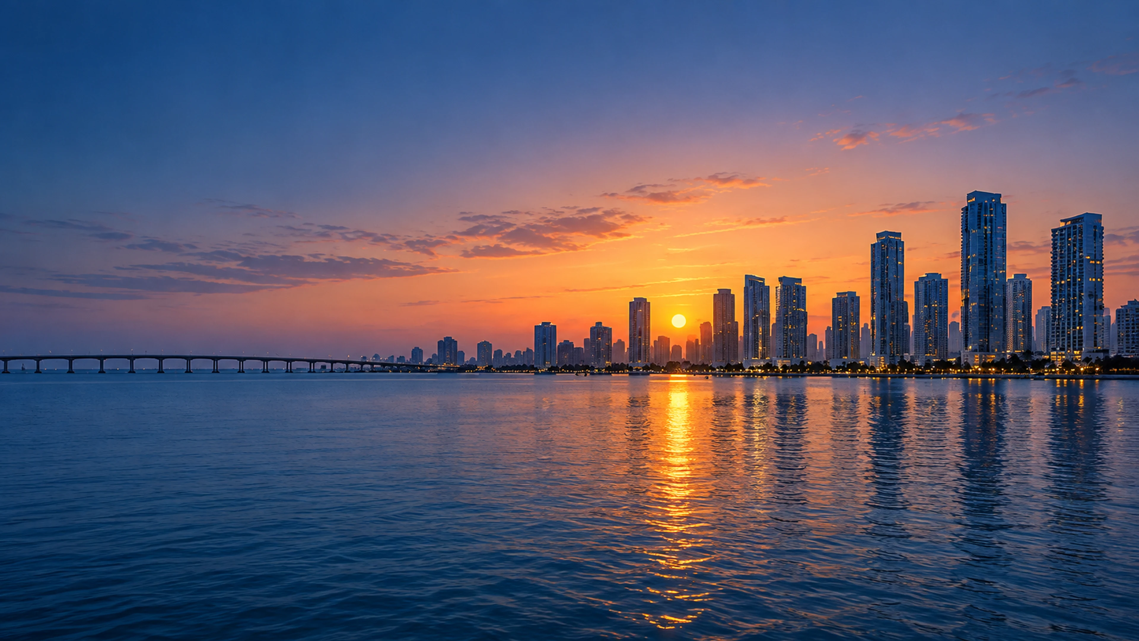 South Florida waterfront at sunset